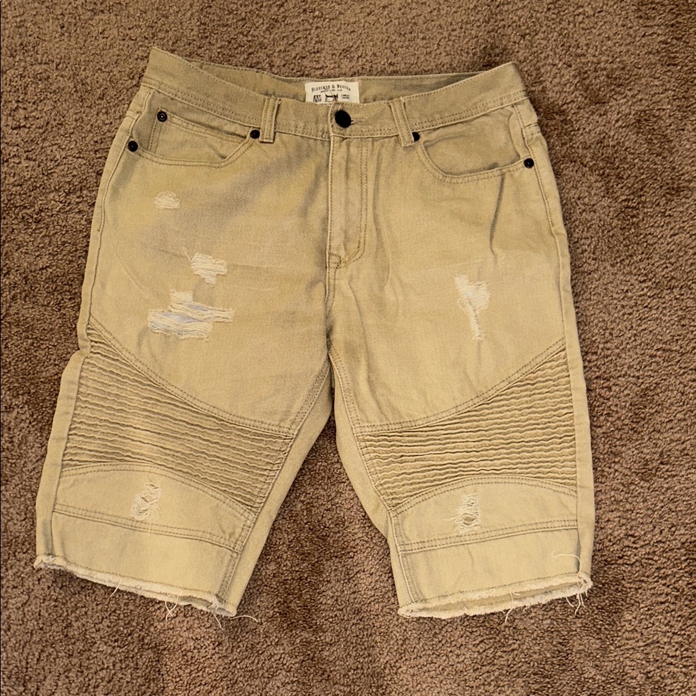 Stylish Tan Distressed Jean Shorts for Men